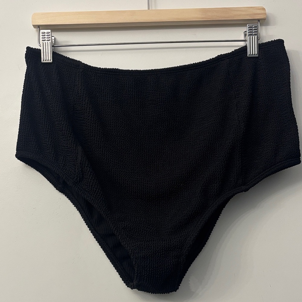 Good American Good Waist Black Textured bikini bottoms 5/6